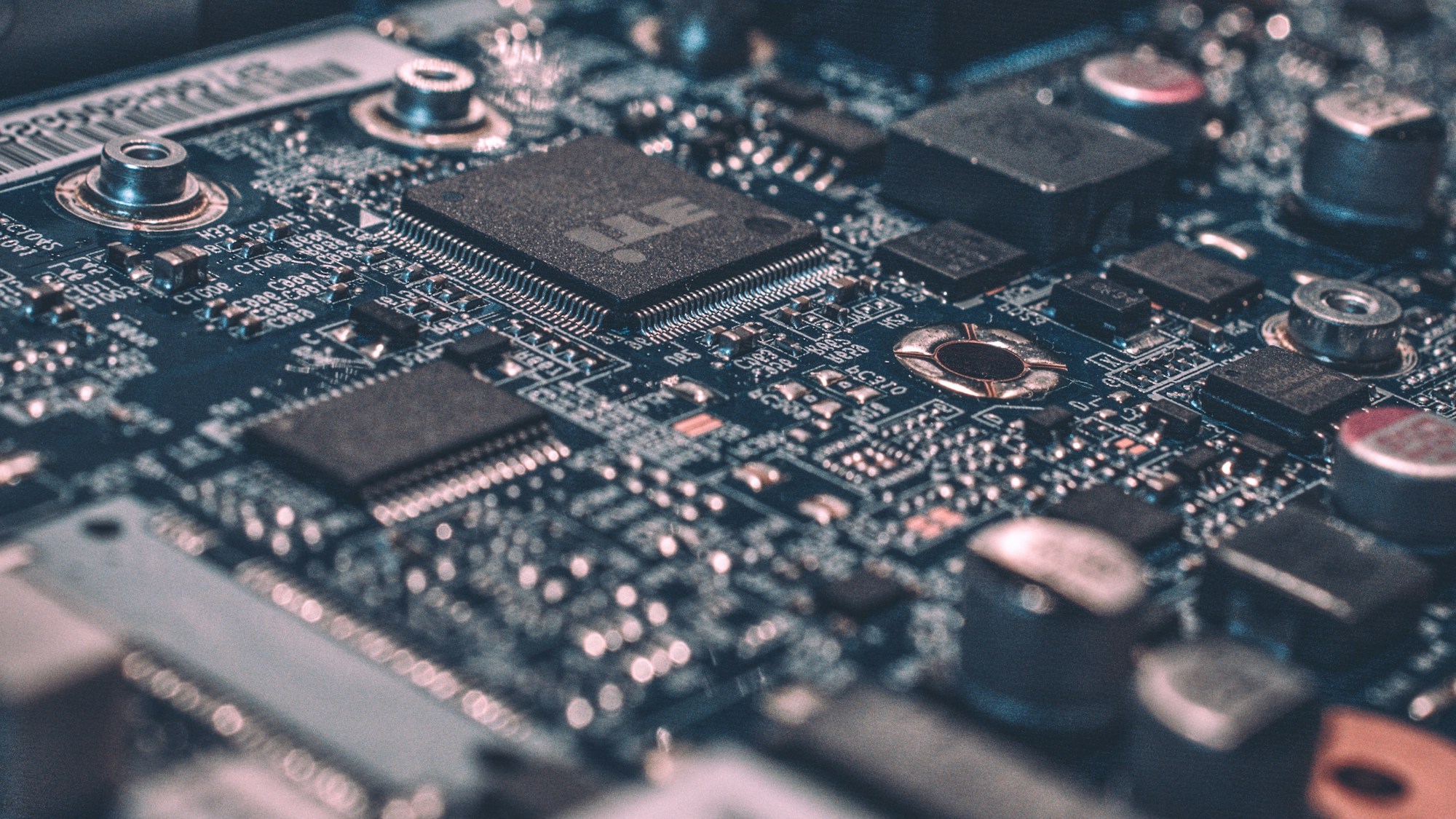 Macro photograph of circuit board components